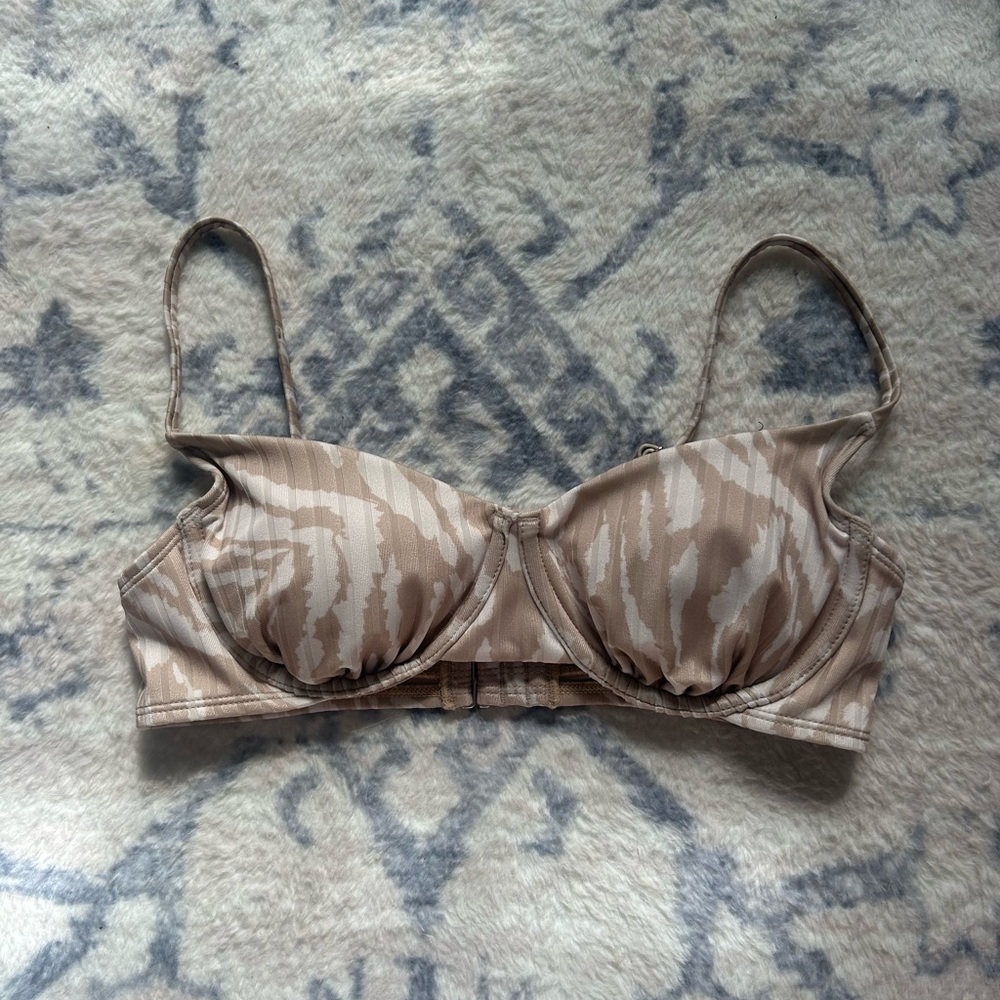 Beige Animal-Print Swim Top